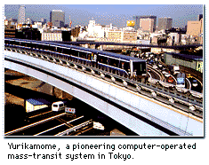 Yurikamome, a pioneering computer-operated mass-transit system in Tokyo.