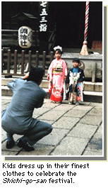 Kids dress up in their finest clothes to celebrate the Shichi-go-san festival.
