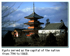 Kyoto served as the capital of the nation from 794 to 1868.