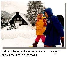 Getting to school can be a real challenge in snowy mountain districts.