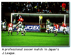 A professional soccer match in Japan's J. League.