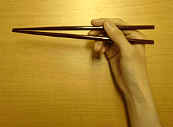 holding the chopsticks