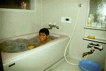 You wash before you enter the bathtub, which is only for soaking.