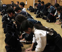 Kendo stresses proper manners and etiquette, beginning and ending with a bow.