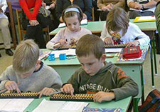 Hungary introduced the abacus into its math classes at elementary school around 20 years ago (Photo courtesy of Tomoe Soroban Co., Ltd)