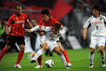 A professional soccer match in Japan's J. League.