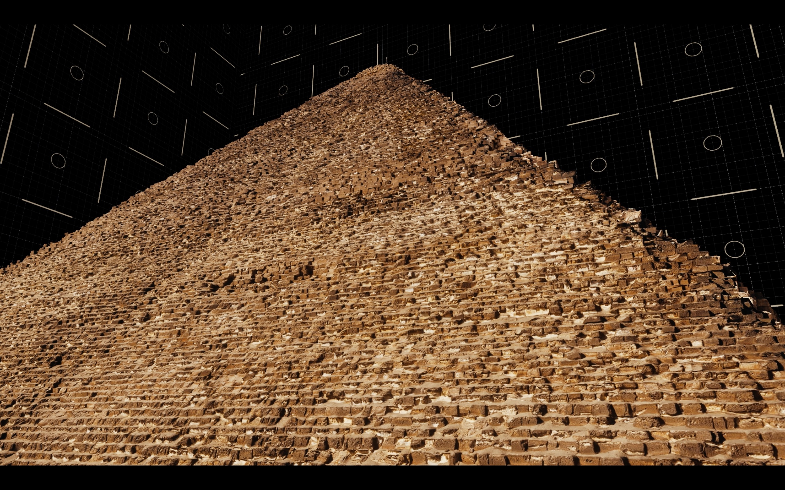 Modélisation en 3D de la Pyramide de Khéphren, réalisée à partir de données graphiques et de mesures détaillées　(Avec l'aimable autorisation TV Man Union)