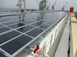 A closer view of the solar panels aboard the Emerald Ace.