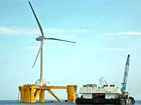 Windmill arrived at Fukushima Prefecture offshore