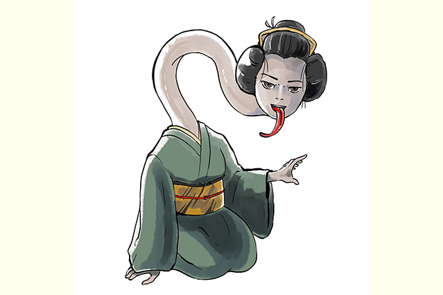 Kappa (izquierda), nurikabe (centro), y nukekubi (derecha) son solo algunos de los miles de yokai que hay en Japón.