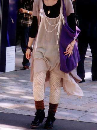 An example of an outfit featuring knitted tights. (C)Color & Design Research Room of Kyoritsu Women's Junior College