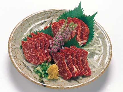 Horse meat sashimi, a Kumamoto delicacy.