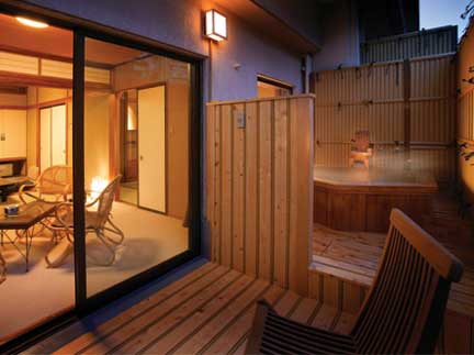 The Asaya Hotel offers rooms with private open-air baths. (C)Asaya Corporation