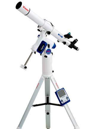 An astronomical telescope with an LCD control panel. (C)VIXEN Co., Ltd.