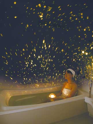 Relaxing in the bath while looking up at the stars. (C)Sega Toys Co., Ltd.