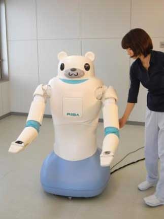 RIBA the caregiving robot. (C)RIKEN-TRI Collaboration Center for Human-Interactive Robot Research