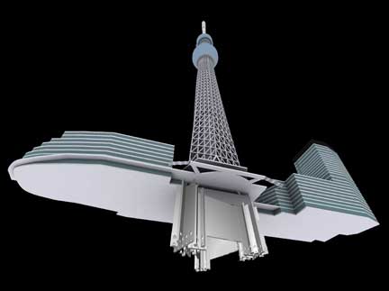 A computer-generated image of the Sky Tree. 
(C) OBAYASHI CORPORATION