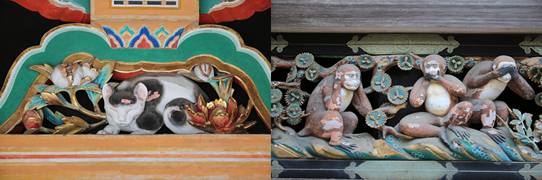 Inside Toshogu Shrine there are many charming animal carvings including a sleeping cat and the famous three monkeys.