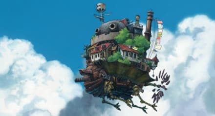 In 2004’s Howl’s Moving Castle, hand-drawn animation, static painted elements, and digital effects are blended together seamlessly to create a giant castle that walks and flies through the air. (© 2004 Diana Wynne Jones/Hayao Miyazaki/Studio Ghibli, NDDMT)