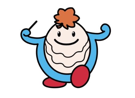 Bunkakki from Hiroshima Prefecture is designed to resemble an oyster. The blue part of his body represents the Seto Inland Sea which borders the prefecture. The leaf on his head is a Japanese maple leaf, a symbol of Hiroshima. (Photo courtesy of Hiroshima Prefectural Government Art and Culture Division)