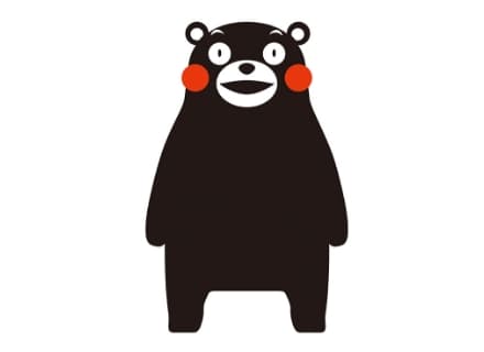 Kumamon is an adorable black bear-like character with red cheeks and eyes that seem to express a constant state of pleasant surprise. (©2010 kumamoto pref.kumamon ＃K37538)